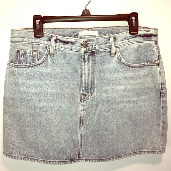 7 For All Mankind Denim Skirt Light Wash Size 32 - Picture 2 of 7